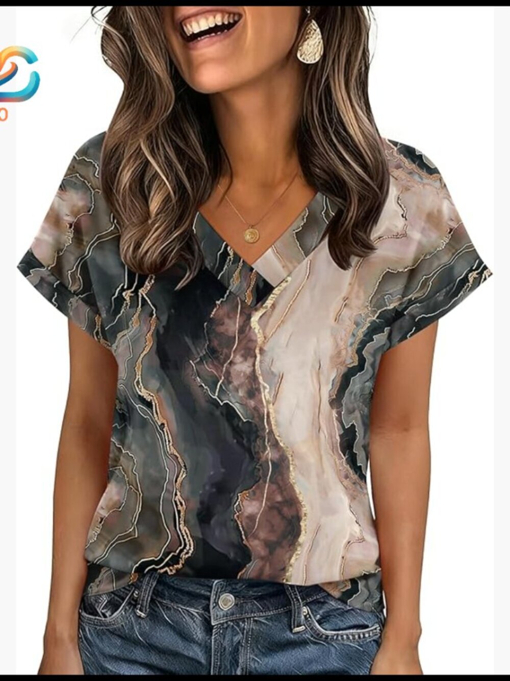 Short Sleeve V-Neck T-Shirt, Rolled Sleeves, Polyester Spandex Blend, Business